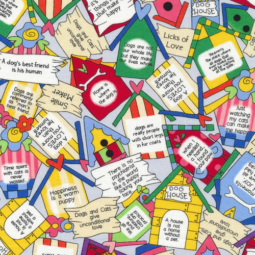 Paintbrush Studio Four Legged Word Dogs Words 100% Cotton Fabric