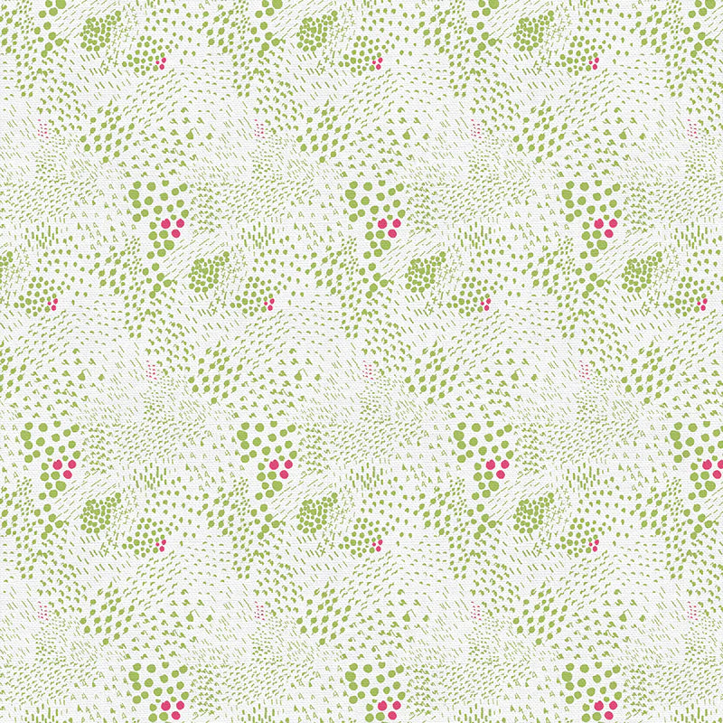 Paintbrush Studio Fabri-Quilt On Your Mark - Florals - White/Olive Blender