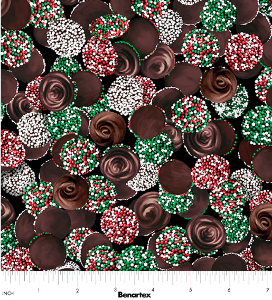 Benartex Sweet Holidays Chocolate Multicolor Christmas 100% Cotton Fabric