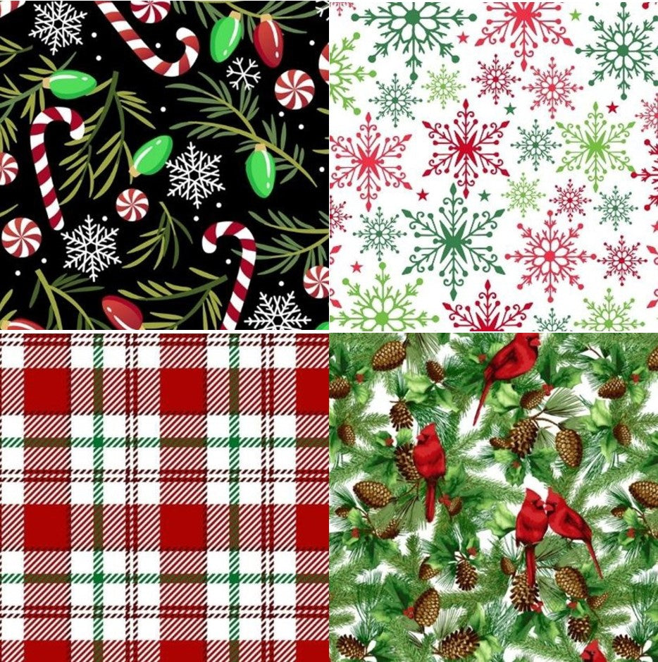 David Textiles Christmas 100% Cotton Precut Fabric Bundles