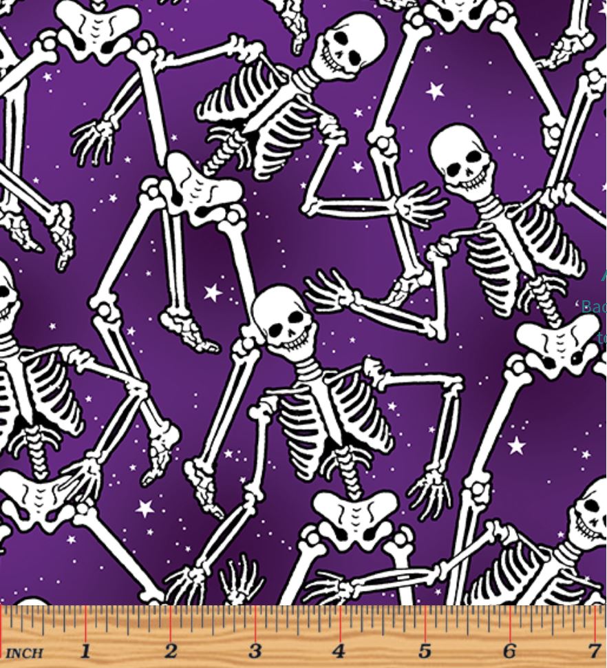Halloween Glow in the Dark Large Skeletons Benartex 100% Cotton Fabric
