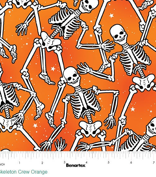 Halloween Glow in the Dark Large Skeletons Benartex 100% Cotton Fabric