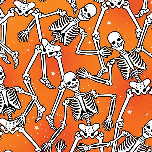 Halloween Glow in the Dark Large Skeletons Benartex 100% Cotton Fabric