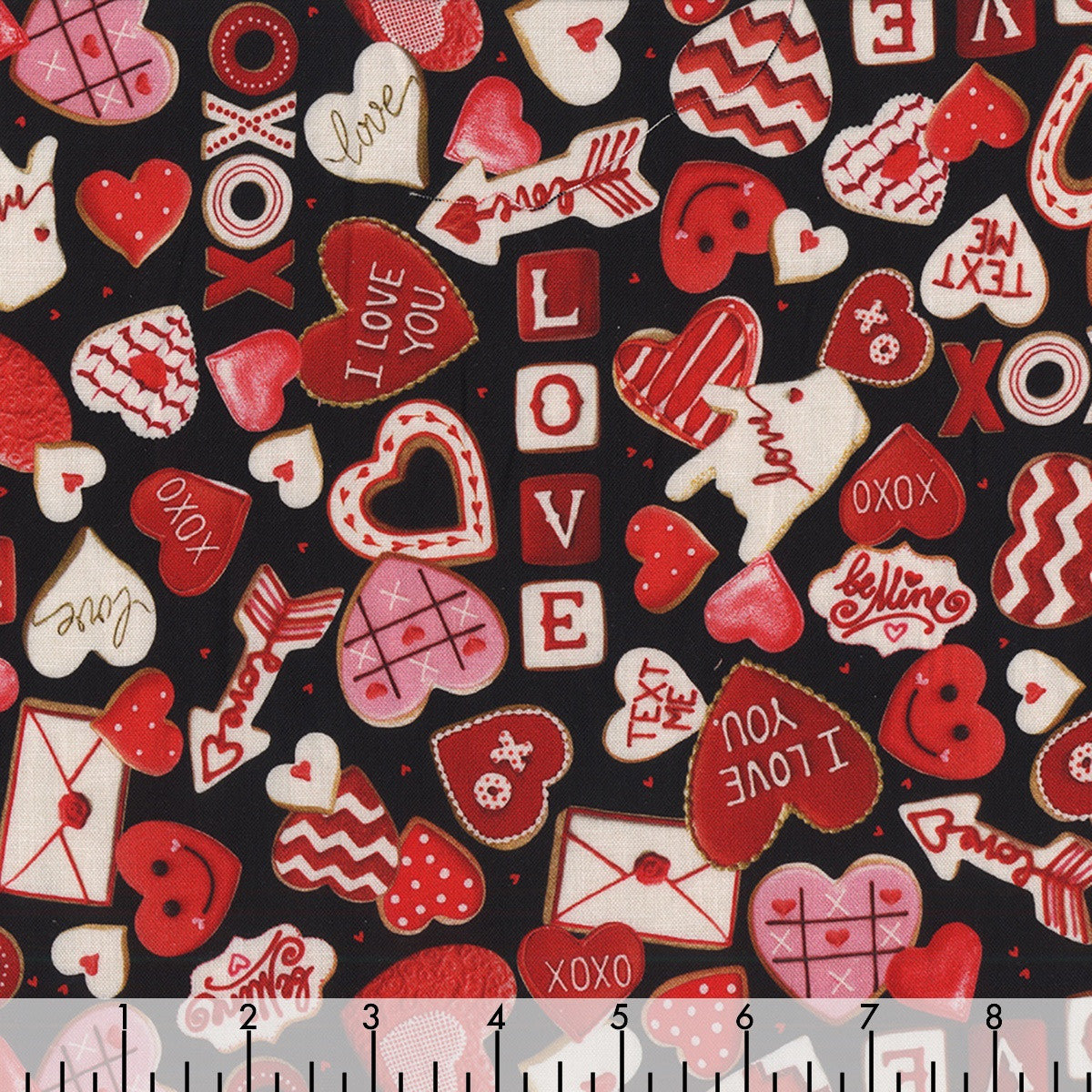 Hi Fashion Fabrics Valentine Hearts Cookies 100% Cotton Fabric By the Yard