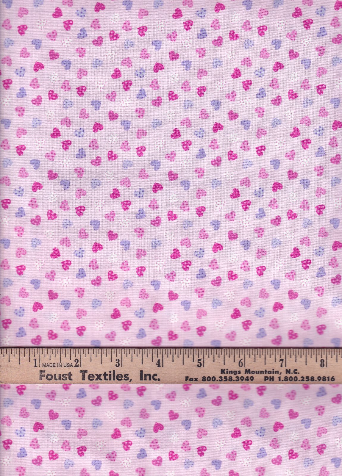 Valentine Mini Patterned Hearts on Pink 100% Cotton Price per Yard