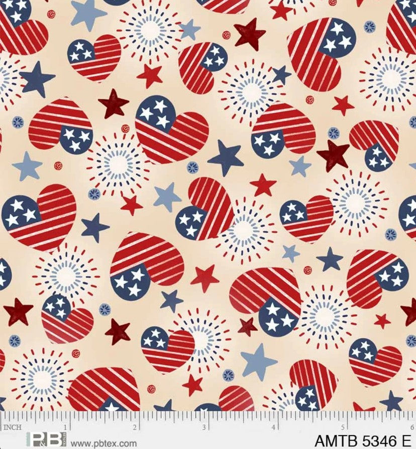 P&B Textiles America the Beautiful Patriotic Americana Fourth of July 4th By the Yard