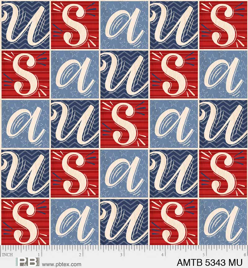 P&B Textiles America the Beautiful Patriotic Americana Fourth of July 4th By the Yard
