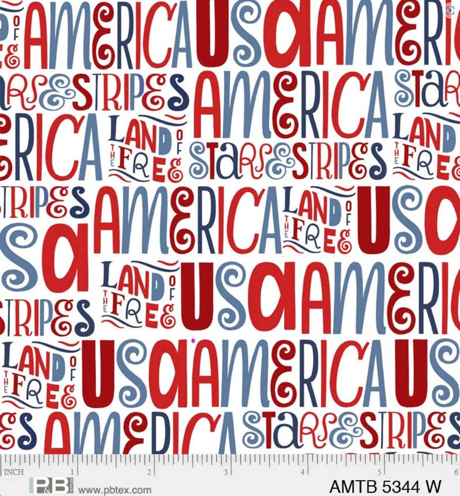 P&B Textiles America the Beautiful Patriotic Americana Fourth of July 4th By the Yard
