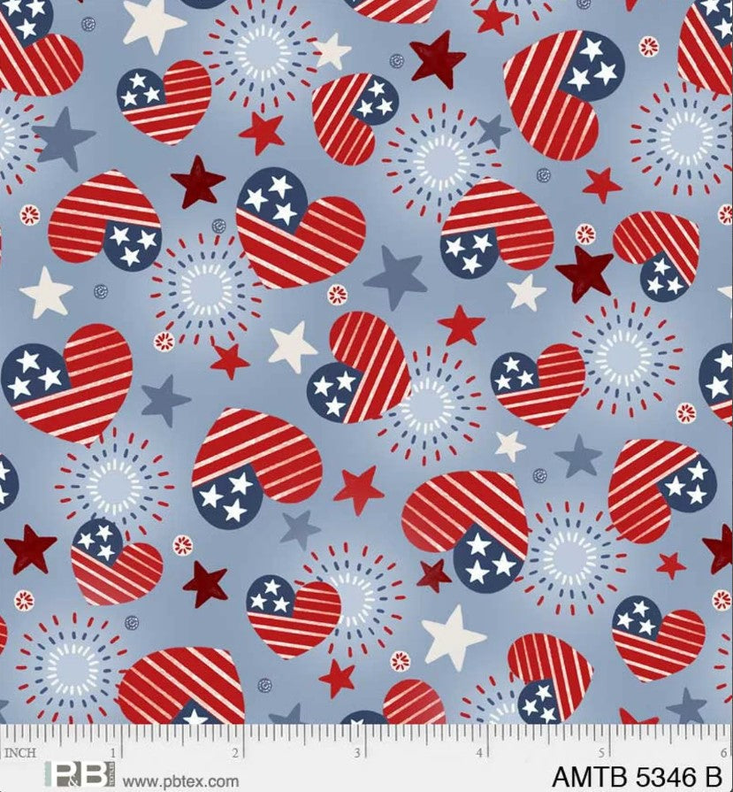 P&B Textiles America the Beautiful Patriotic Americana Fourth of July 4th By the Yard