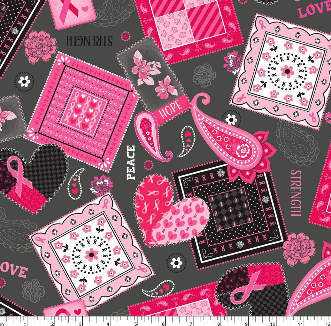 Patches of Hope Breast Cancer Awareness Price Per Yard 100% Cotton Windham Fabrics