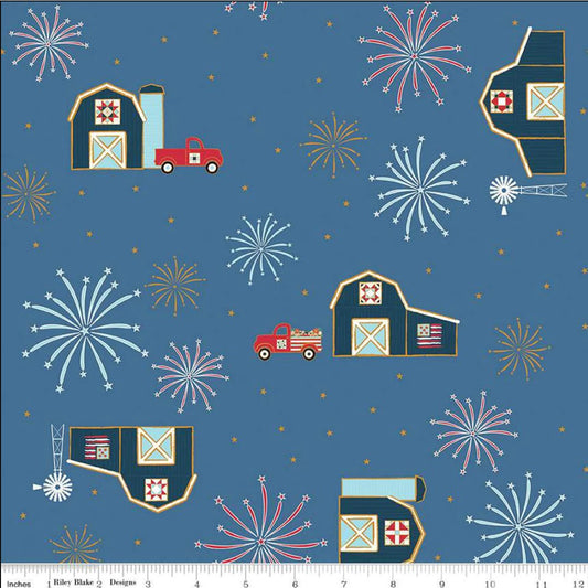 Riley Blake Red White and True Blue Collection Sparkle Glitter By the Yard Patriotic