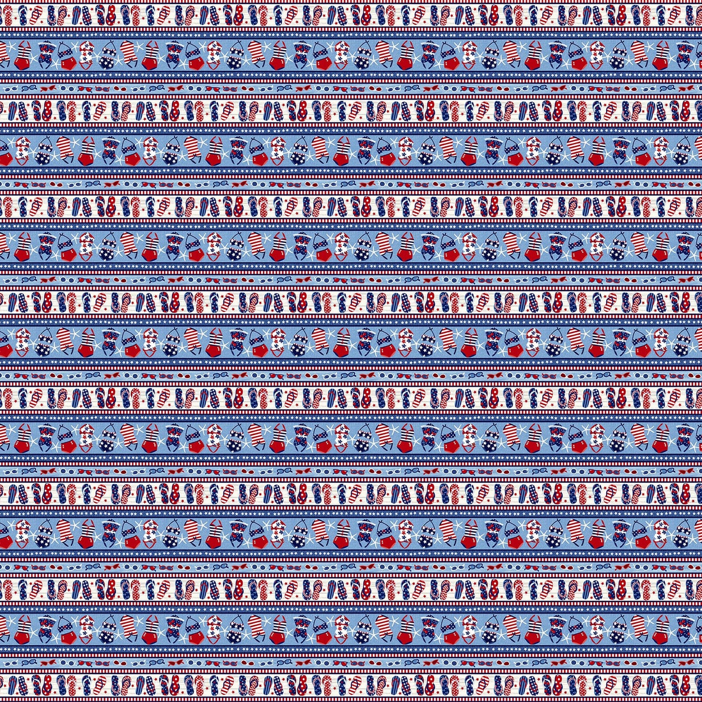 Star Spangled Beach Collection Patriotic Studio E By the Yard 100% Cotton Red White Blue