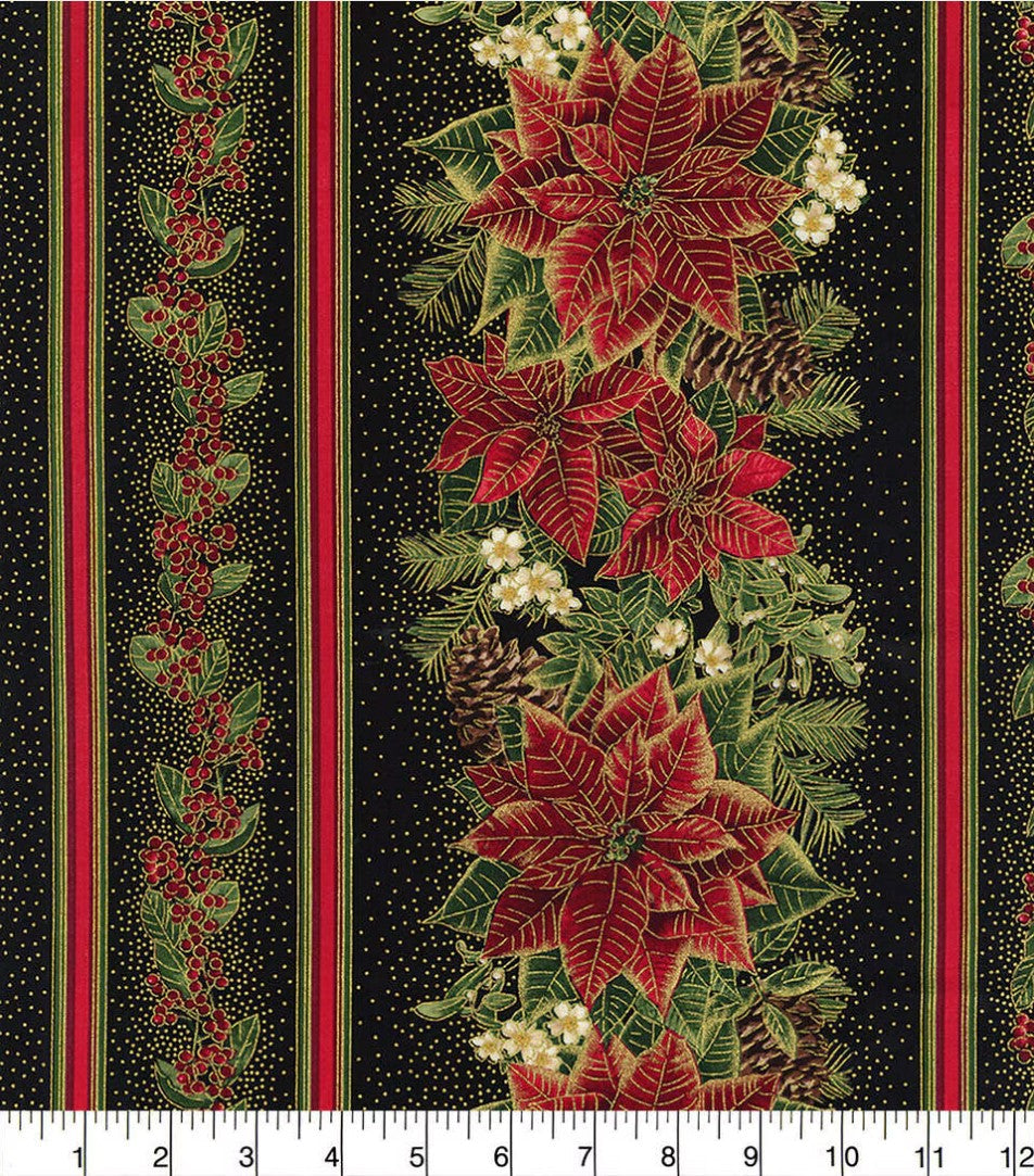 Timeless Treasures Christmas Metallic Prints 100% Cotton