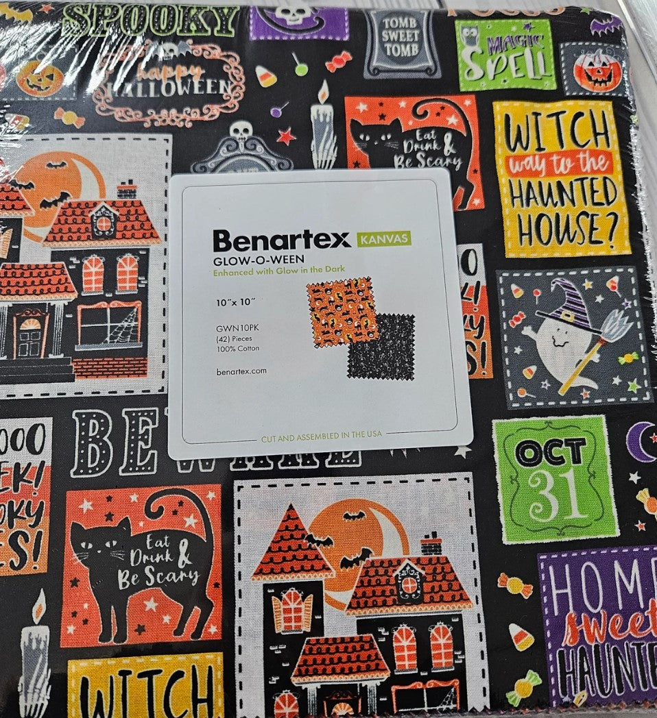 42 10 Inch Squares Glow-O-Ween Layer Cake Benartex Halloween