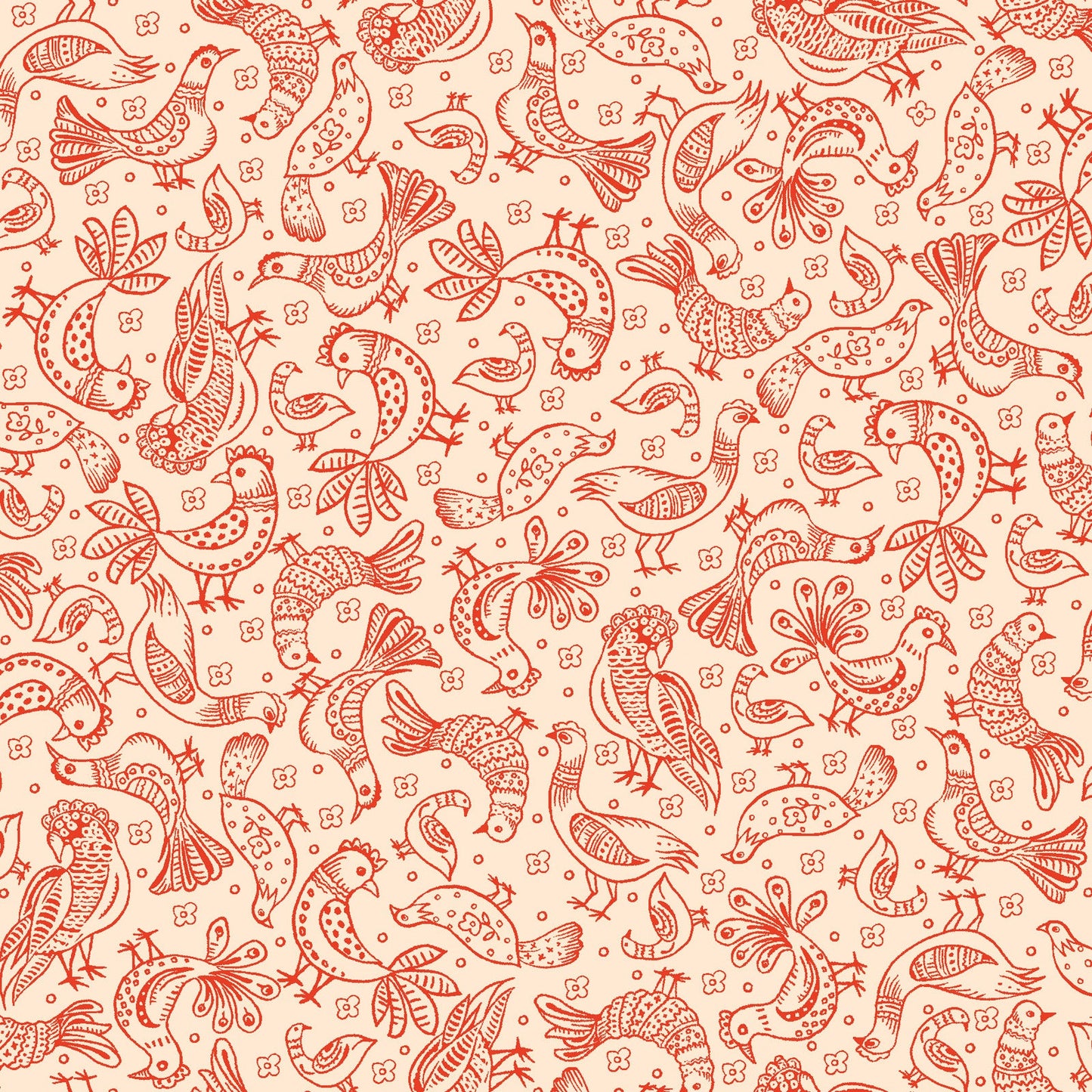 44 x 36 Birds on Cream Maywood Studio 100% Cotton Floral