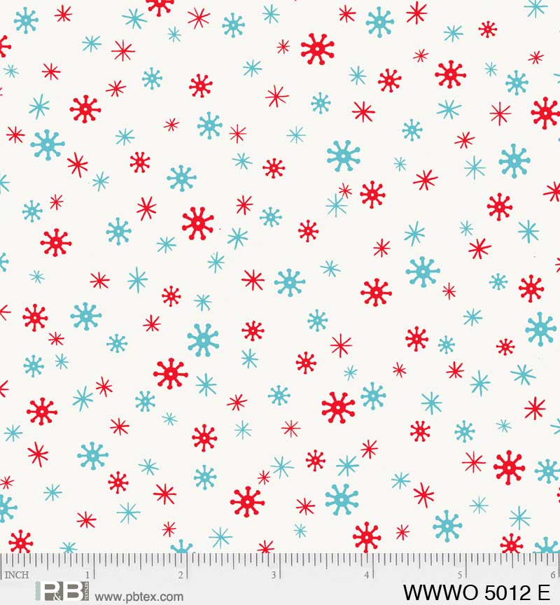 44 x 36 Christmas Snowflake Blender on Cream 100% Cotton Fabric