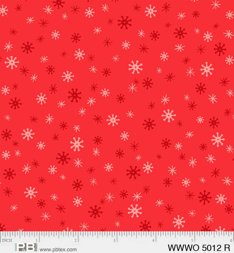 44 x 36 Christmas Snowflake Blender on Red 100% Cotton Fabric