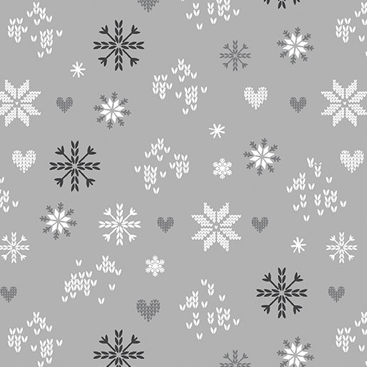 44 x 36 Christmas Snowflake Grey Benartex Fabrics 100% Cotton