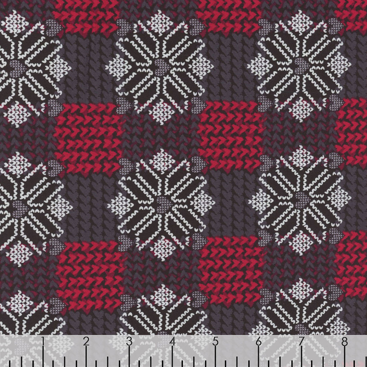 44 x 36 Christmas Snowy Plaid Black Red Benartex Fabrics Kanvas Studio 100% Cotton
