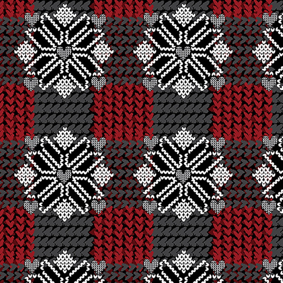 44 x 36 Christmas Snowy Plaid Black Red Benartex Fabrics Kanvas Studio 100% Cotton