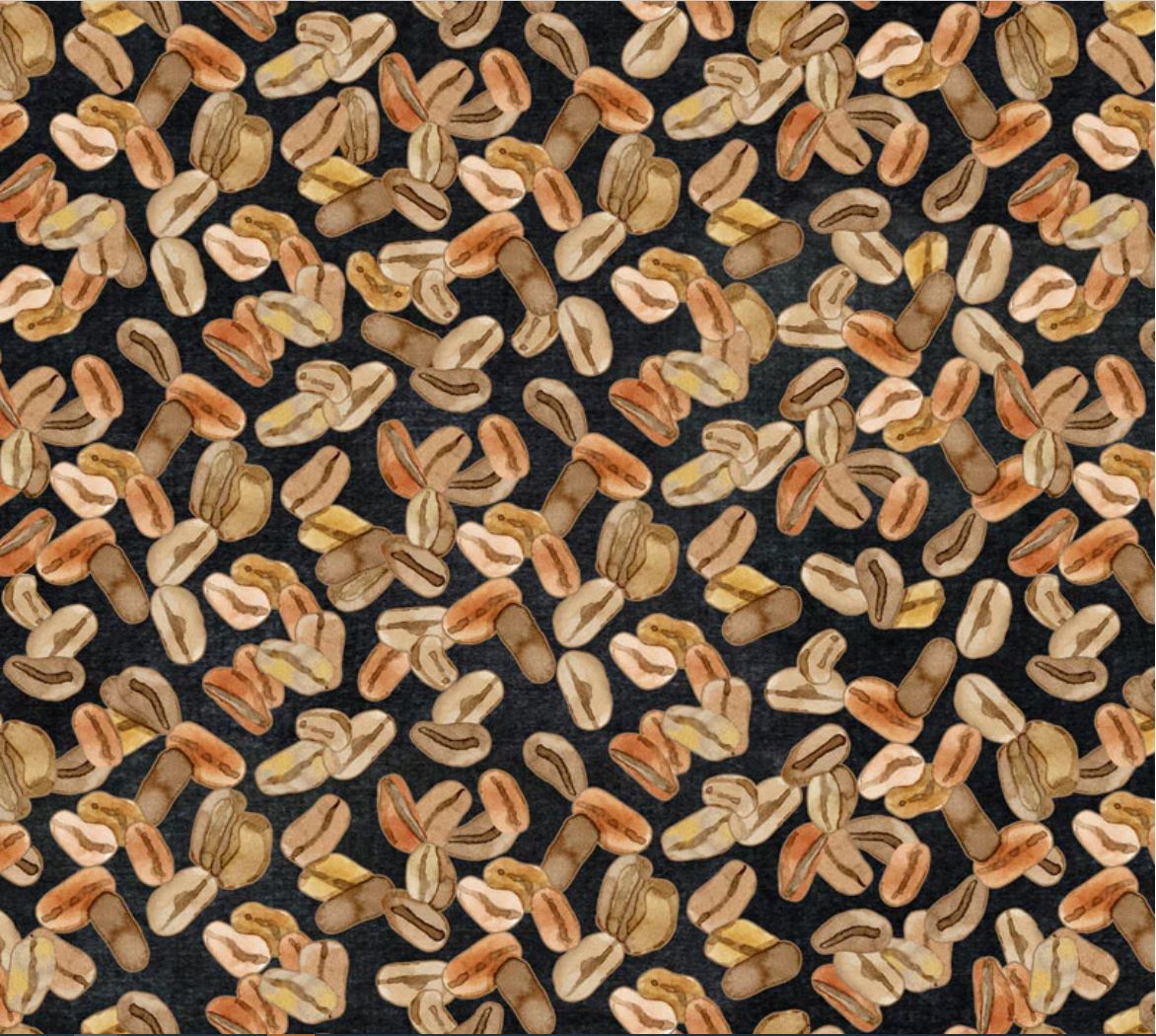 P & B Textiles Coffee Beans Deja Brew by 100% Cotton Novelty Price per Yard