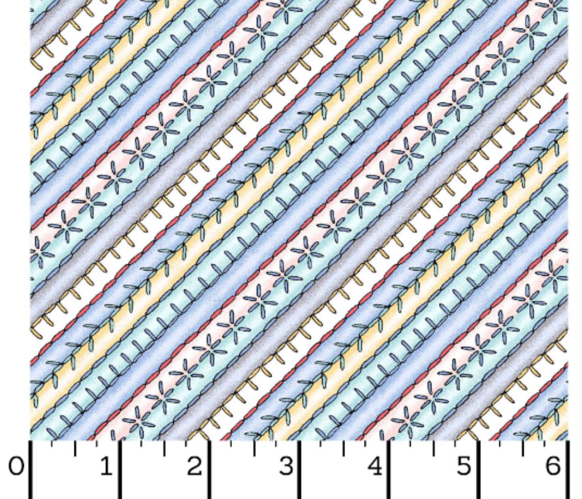 44 x 36 Diagonal Stripe Blue Maywood Studio 100% Cotton Novelty