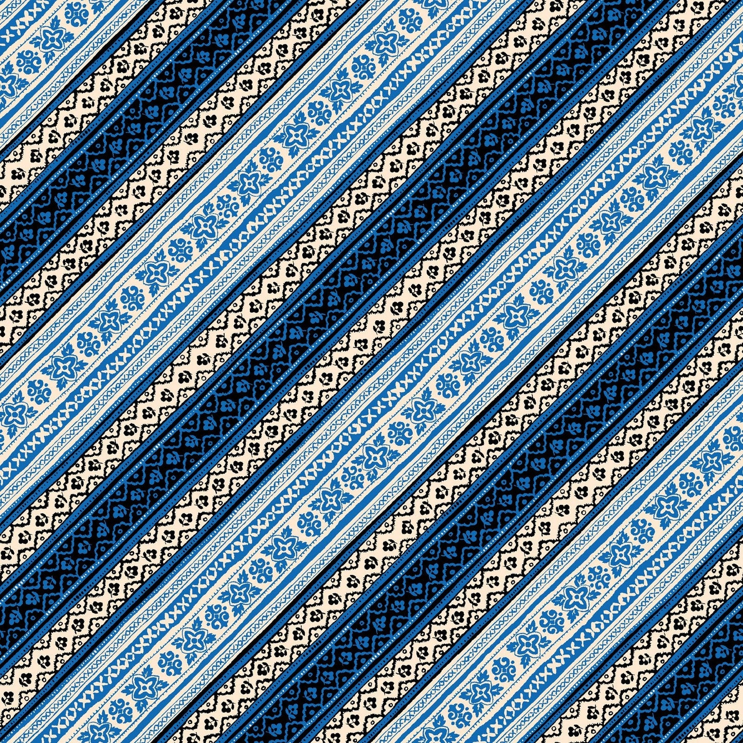 44 x 36 Diagonal Stripes Blue Maywood Studio 100% Cotton Novelty