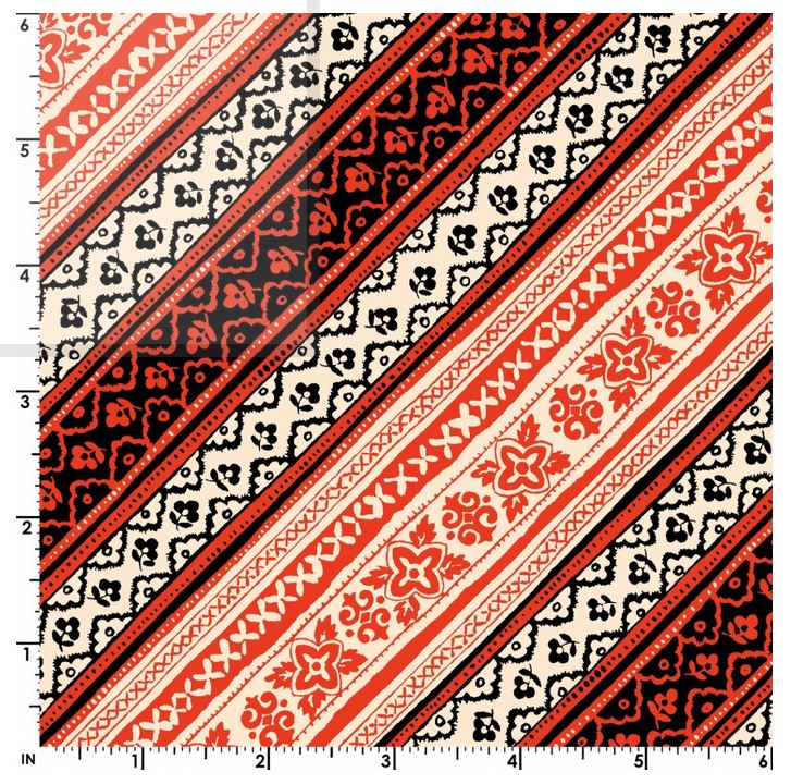 44 x 36 Diagonal Stripes Red Maywood Studio 100% Cotton Novelty