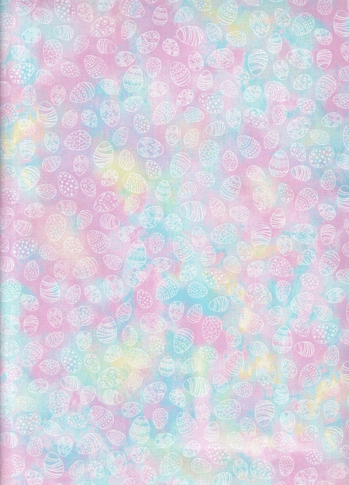 44 x 36 Easter Pastel Egg Tie Dye Blended Fabric Traditions 100% Cotton