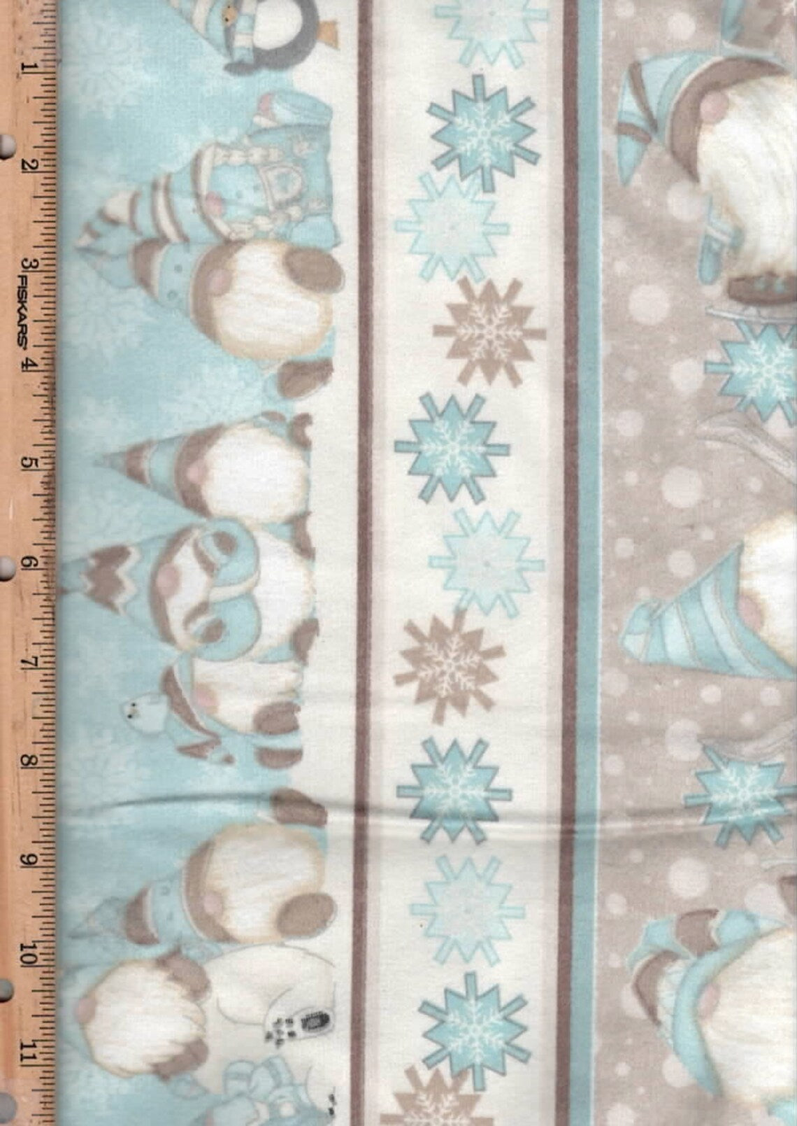 44 x 36 Flannel Gnome Border Stripe I Love Sn’Gnomies Henry Glass Christmas 100% Cotton