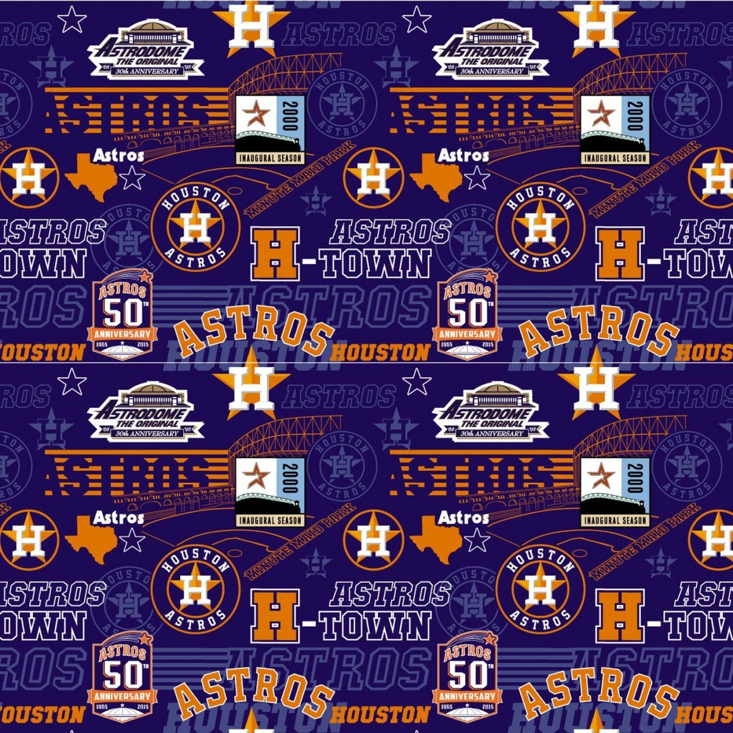 44 x 36 Licensed MLB Houston Astros Fabric Traditions 100% Cotton
