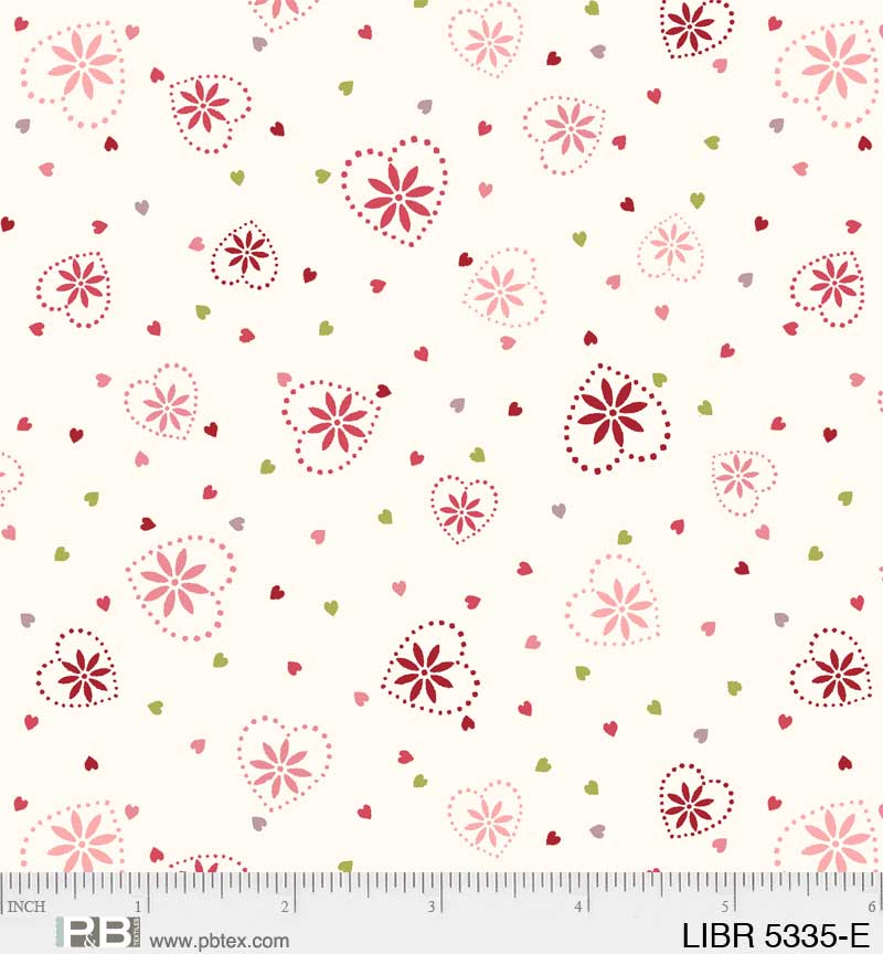 44 x 36 Love Birds Hearts on White 100% Cotton Fabric Valentine