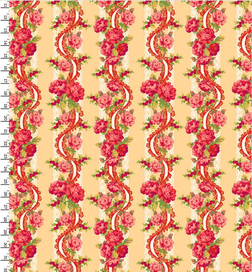 44 x 36 Maywood Studio Floral Border Pink on Light Yellow 100% Cotton