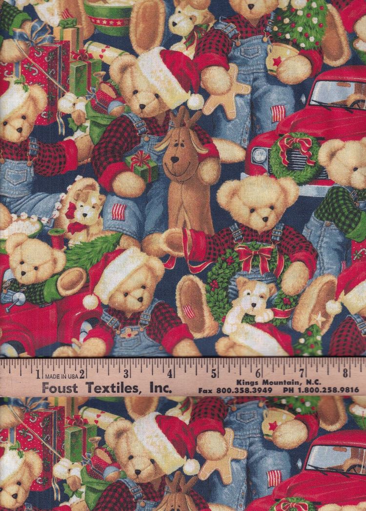 44 x 36 OOP Blue Jean Teddy Springs Creatives 100% Cotton Christmas Fabric Baby