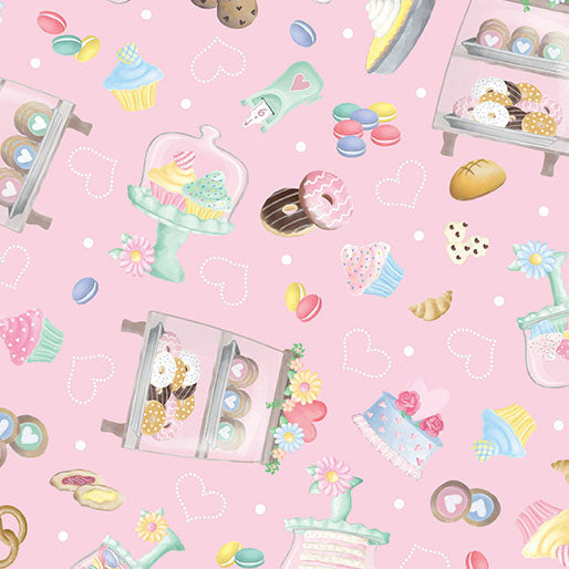 44 x 36 Pastry Treats Pink Benartex 100% Cotton Easter