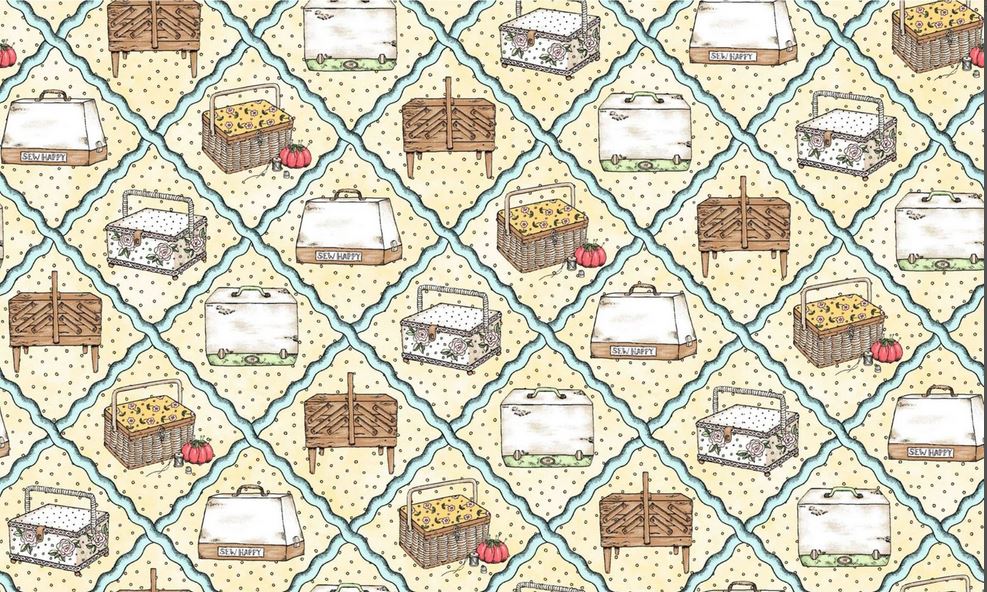 44 x 36 Sewing Diamond Ric Rac on Light Yellow Maywood Studio 100% Cotton Novelty