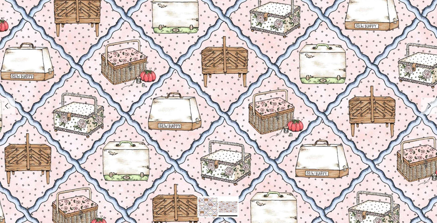 44 x 36 Sewing Diamond Ric Rac on Pink 100% Cotton Novelty
