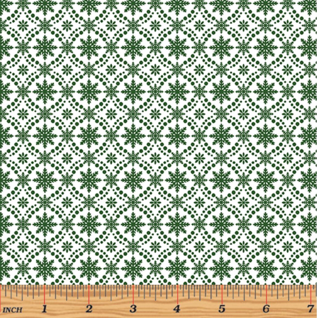 44 x 36 Snowflake Medallion Green Benartex 100% Cotton Fabric Christmas