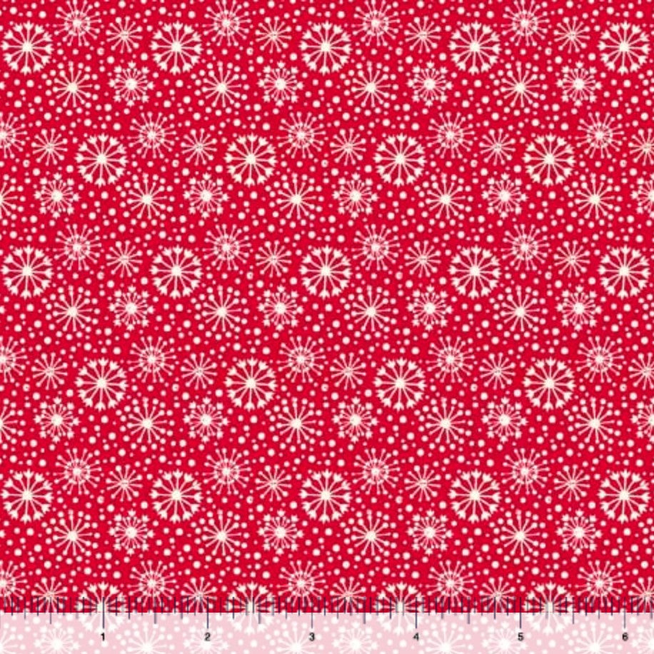 44 x 36 Snowflakes on Red QT Fabrics 100% Cotton Christmas