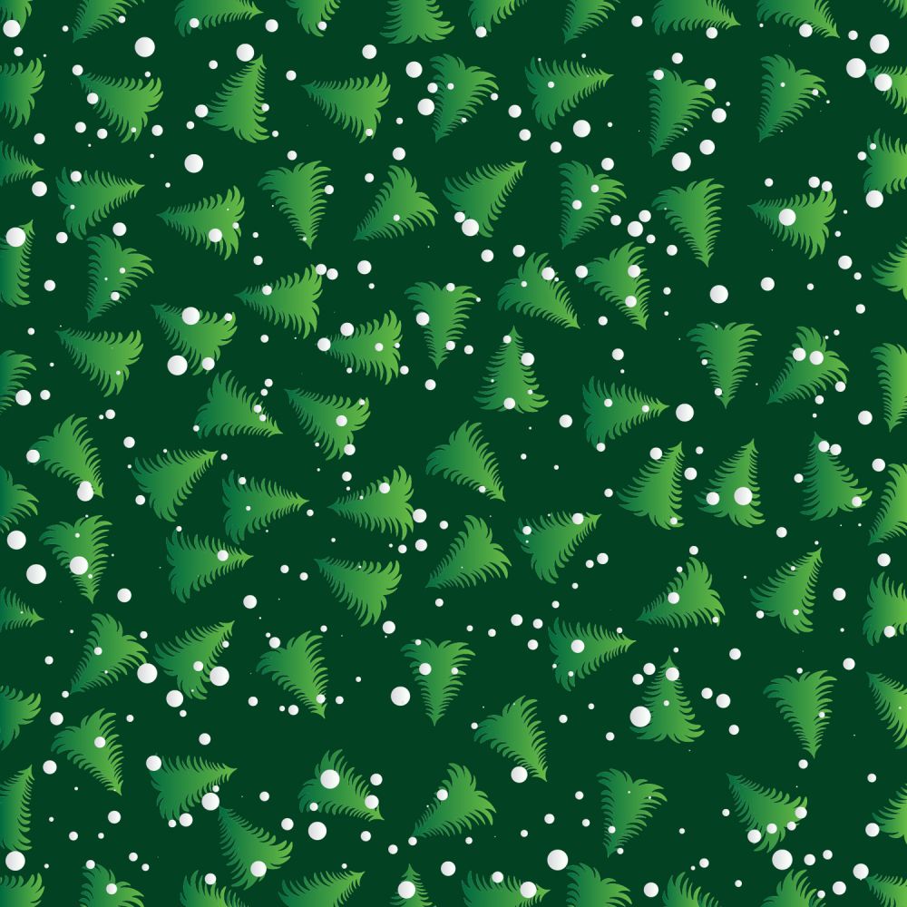 Christmas Wispy Green Trees on Green 100% Cotton Fabric