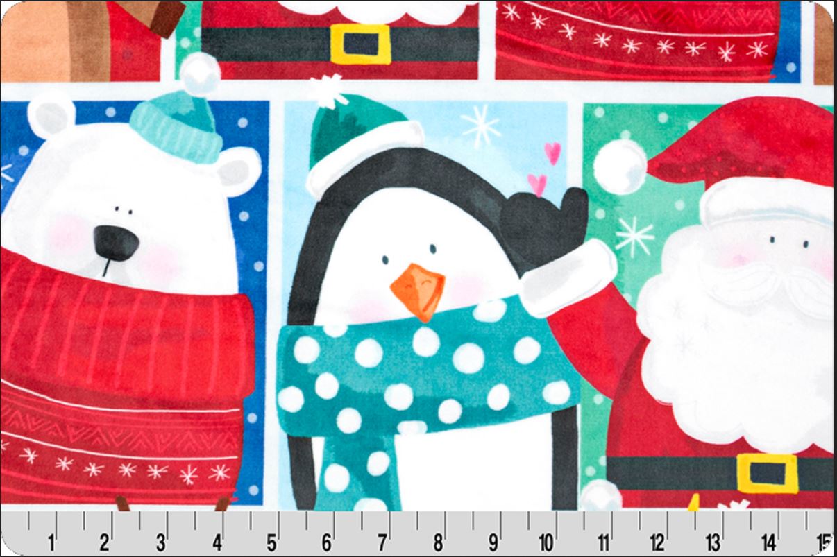58 x 36 MINKY Xmas Greeting Digital Cuddle® Cardinal Shannon Fabrics Christmas
