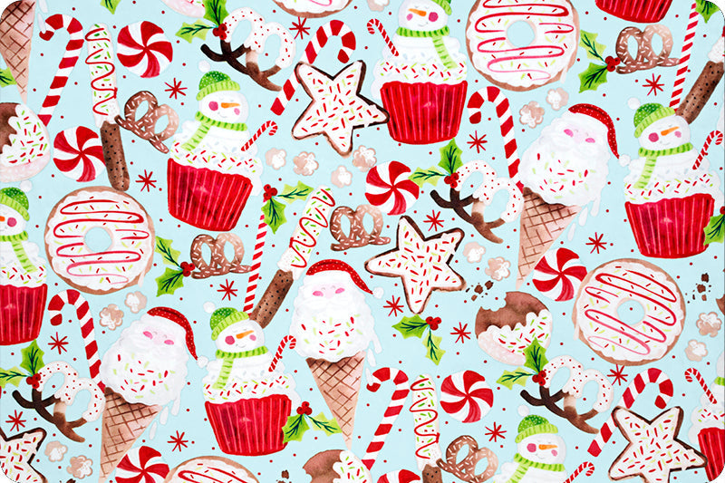 MINKY Xmas Treats Digital Cuddle Aqua Shannon Fabrics 100% Polyester Christmas