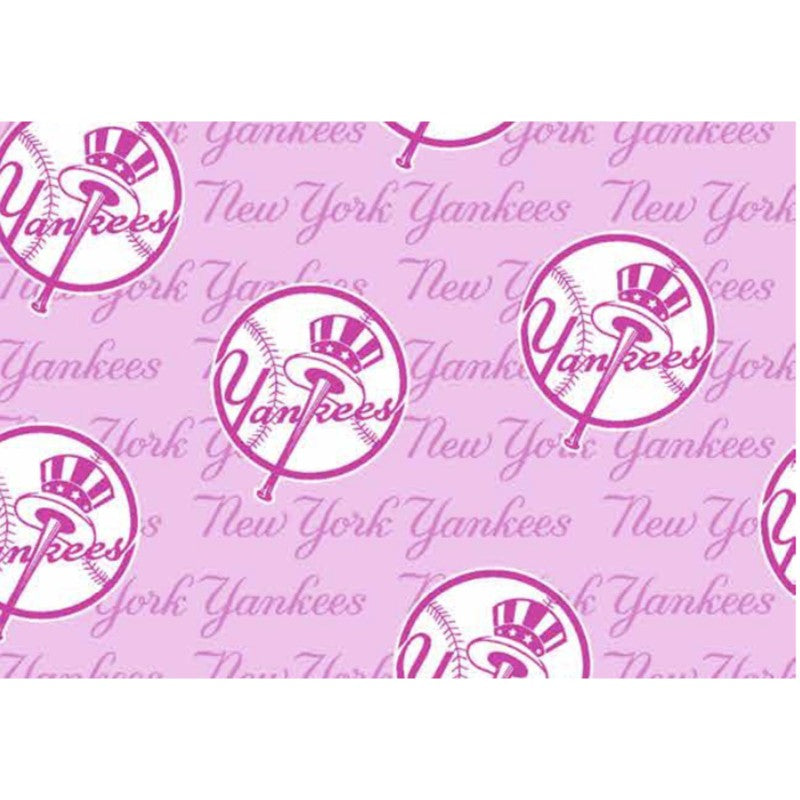 Fabric Traditions New York Yankees Pink 58 Inch WideBreast Cancer MLB 100% Cotton