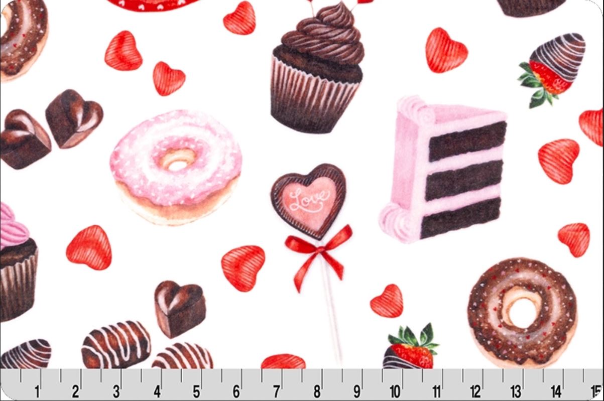 60 x 36 MINKY Cuddles Sugar Baby Valentine Digital Shannon Fabrics 100% Polyester