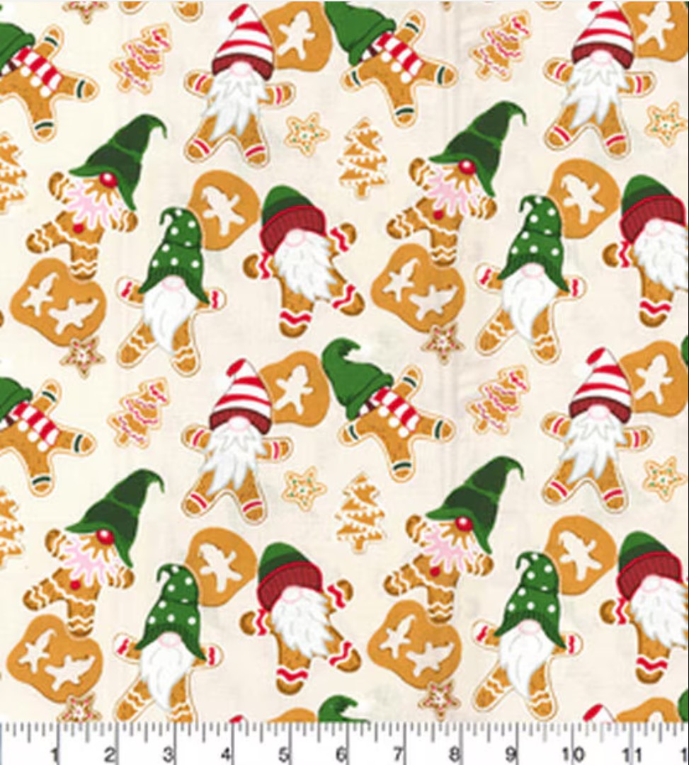 Fabric Traditions Christmas Gingerbread Gnomes 100% Cotton Fabric Price per Yard