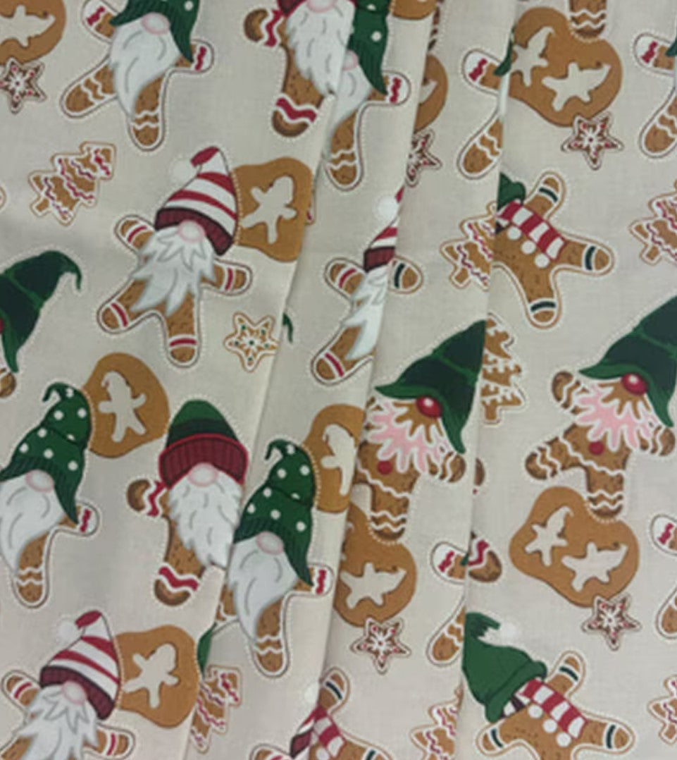 Fabric Traditions Christmas Gingerbread Gnomes 100% Cotton Fabric Price per Yard