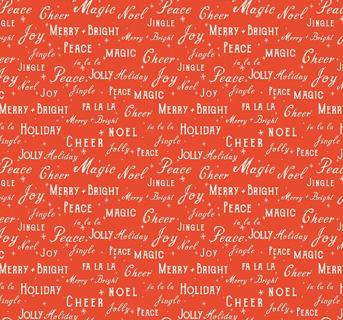 Christmas Text Red Holiday Cheer Riley Blake 100% Cotton Price Per Yard