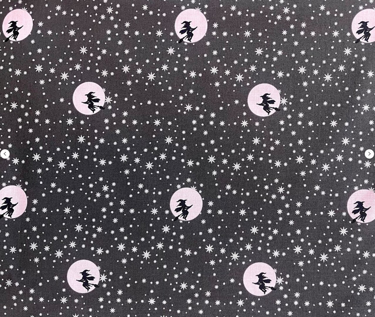 Halloween Starry Night Witch Moon Gray Sparkle Riley Blake 100% Cotton Price Per Yard