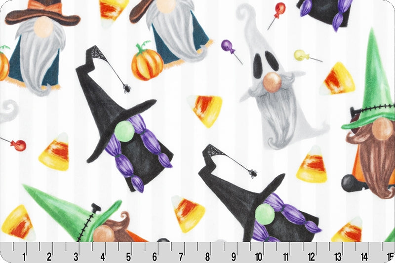 MINKY Ghastly Gnomes 58 Inch wide Digital Cuddle® Cardinal Shannon Fabrics Halloween