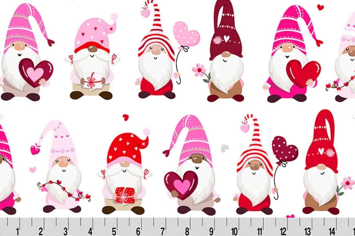 MINKY Heart Gnomes Scarlet 60 x 36 Valentine Digital Shannon Fabrics 100% Polyester